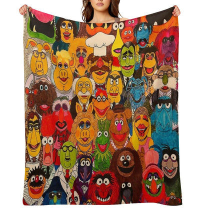 Retro Cartoon The Muppet Art Pattern Throw Blanket
