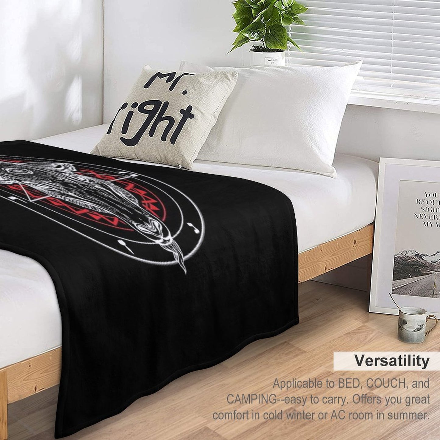 Satanic Goat Baphomet Circle Satan Symbol  Lucifer Devil Throw Blanket