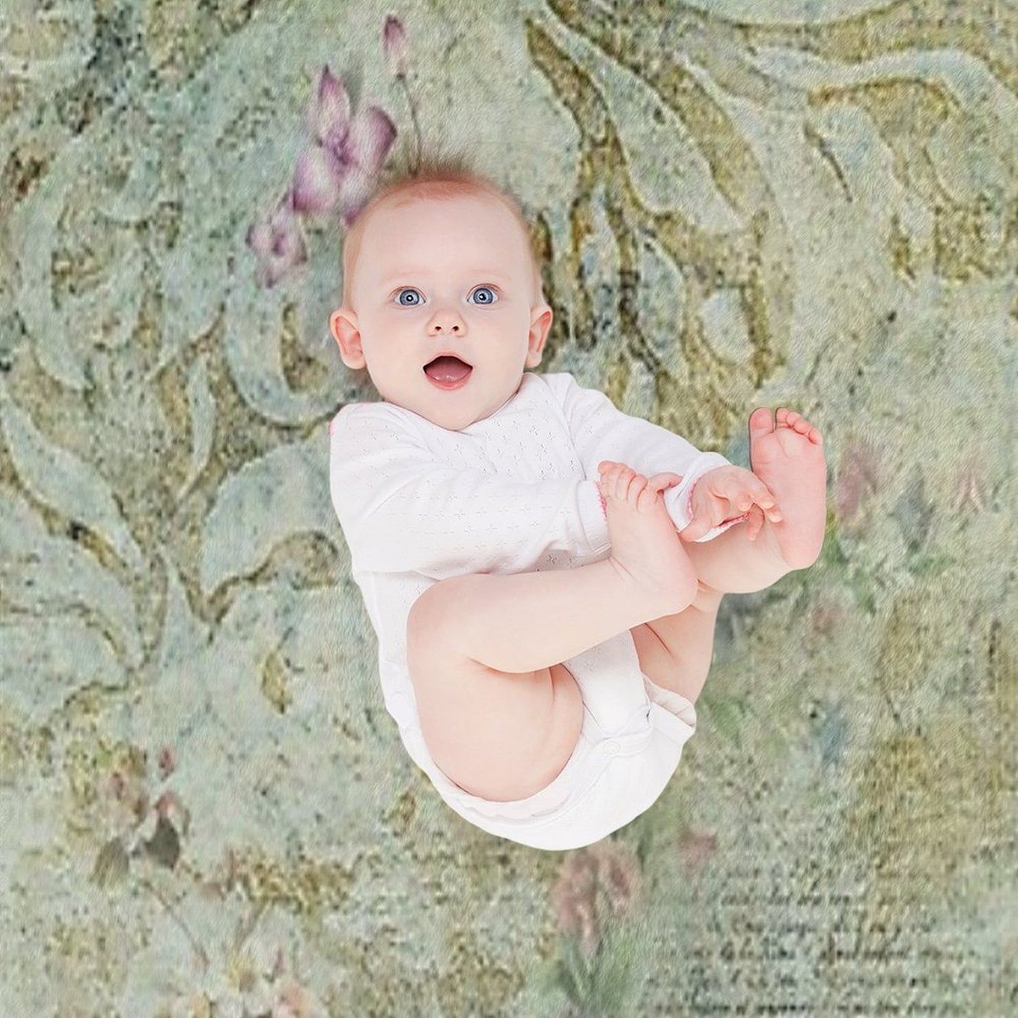 Vintage French Floral Wallpaper Throw Blanket