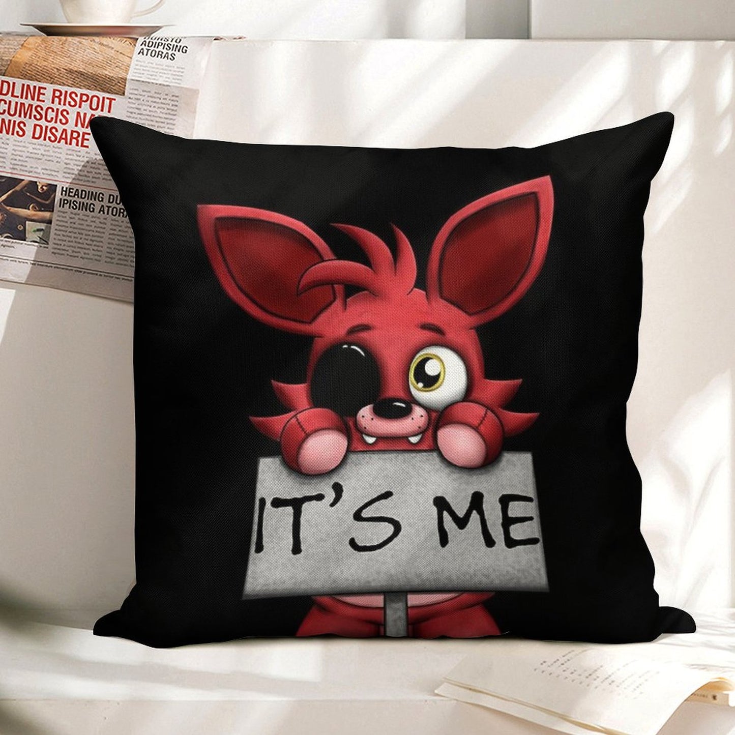 FNAF Plush Foxy Linen Throw Pillow Cover