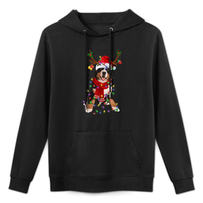 Bernese Mountain Christmas Lights Matching Family Dog Lover Men Women Kids Moisture-Wicking Hoodie