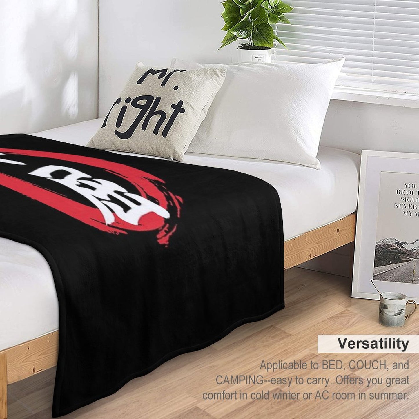 Never Give Up Kanji Throw Blanket