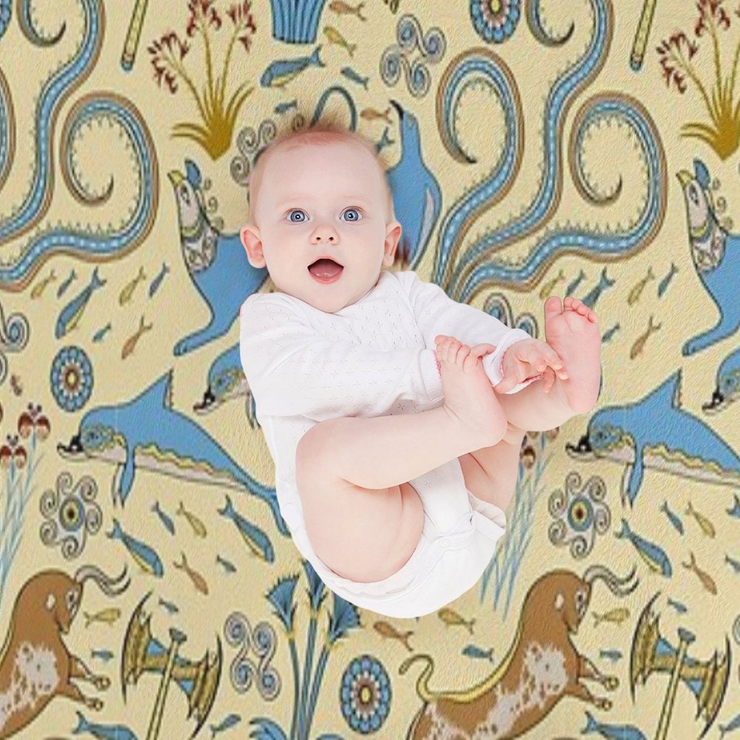 Minoan Fresco Motifs Pattern Throw Blanket