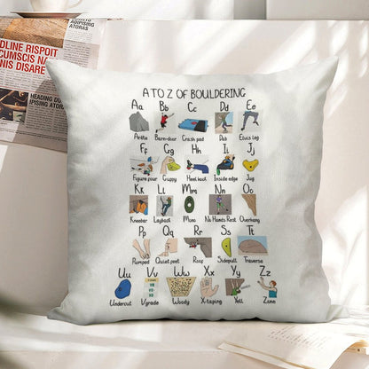 A to Z of Bouldering Linen Throw Pillow Cover