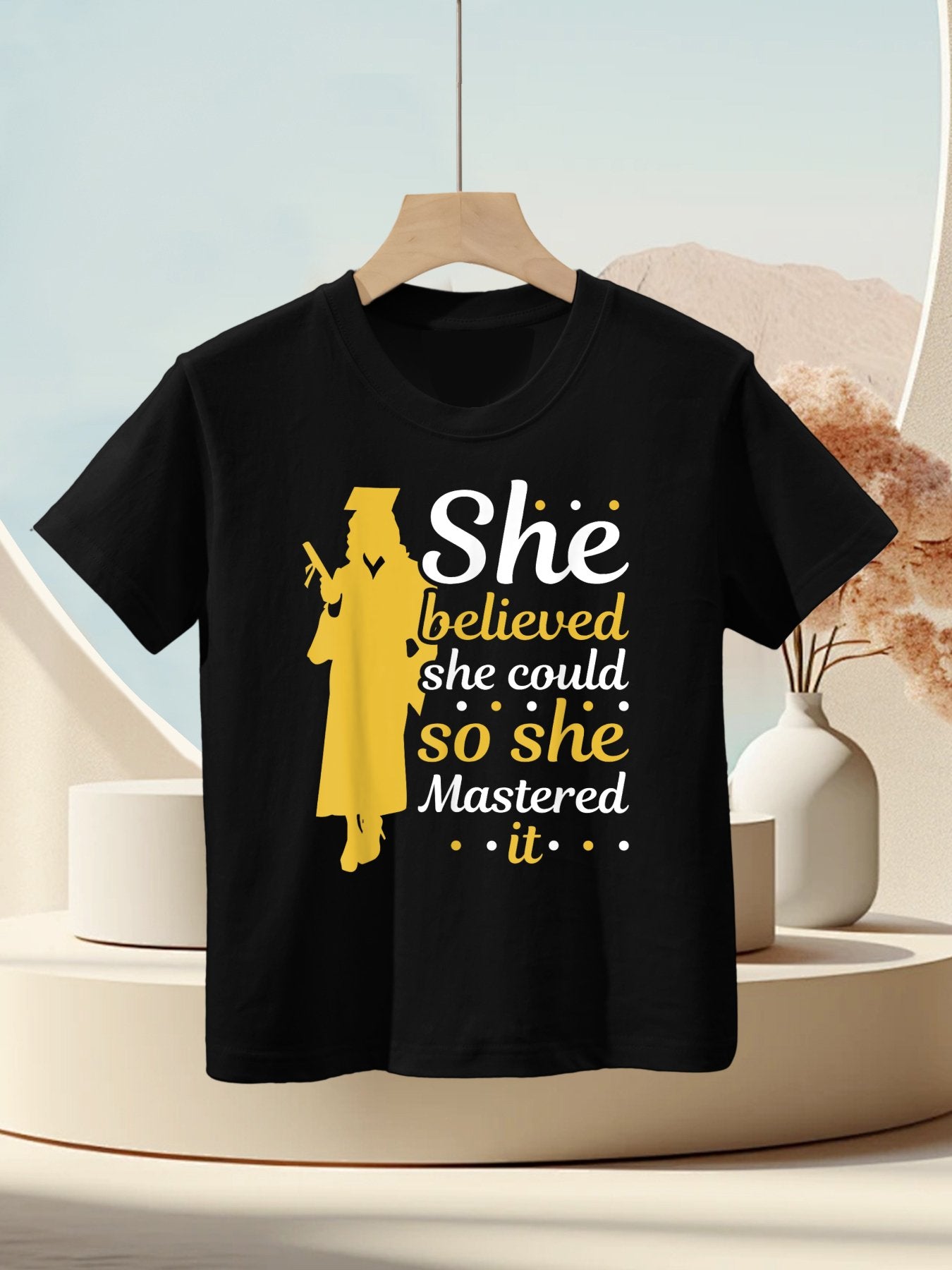 She Believed She Could So She Mastered It Graduation Girl Kids T-Shirt