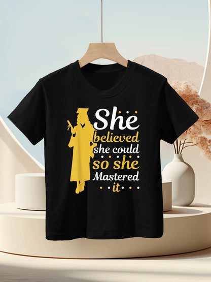 She Believed She Could So She Mastered It Graduation Girl Kids T-Shirt