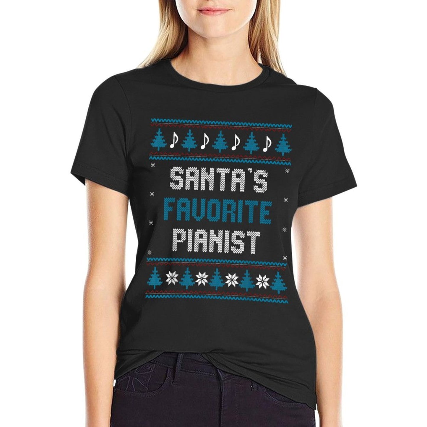 Santas Favorite Pianist Christmas Piano Funny Gift Pajama  Vintage-inspired T-Shirt