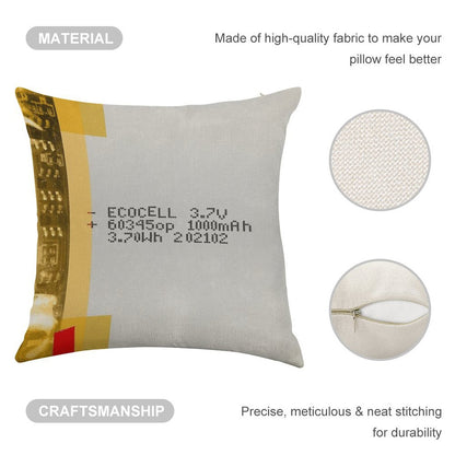 LiPo Battery Linen Throw Pillow Cover