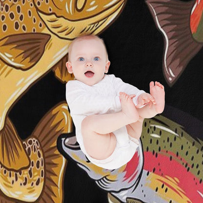 Fly Fishing Trout Tribute Throw Blanket