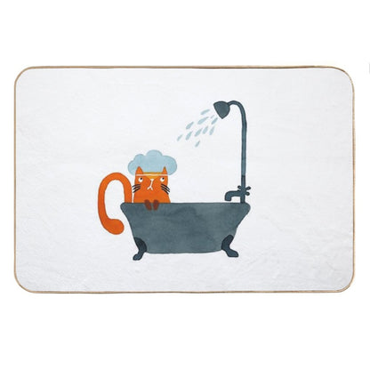 Showers Incoming Watercolour Cat Painting Bath Mat