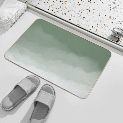 Sage Green Watercolor Ombre (sage Greenwhite) Bath Mat
