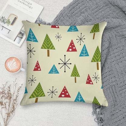 Mid Century Modern Christmas Trees Soft Reinforced Edging Throw Pillow