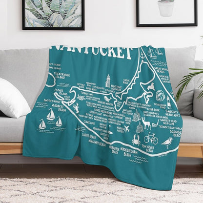 Nantucket Map Throw Blanket