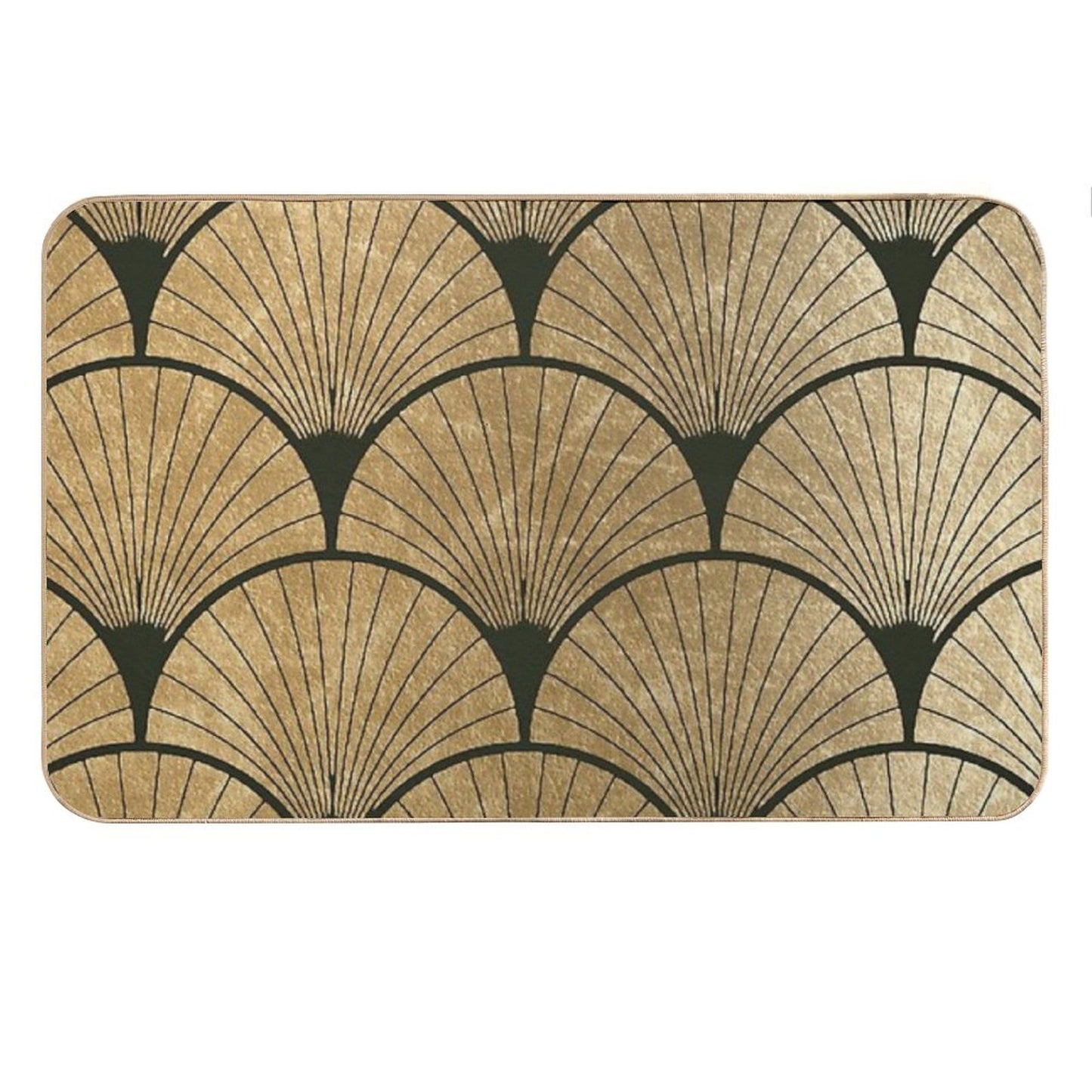 Art Deco Elegance - Golden Fan Bath Mat
