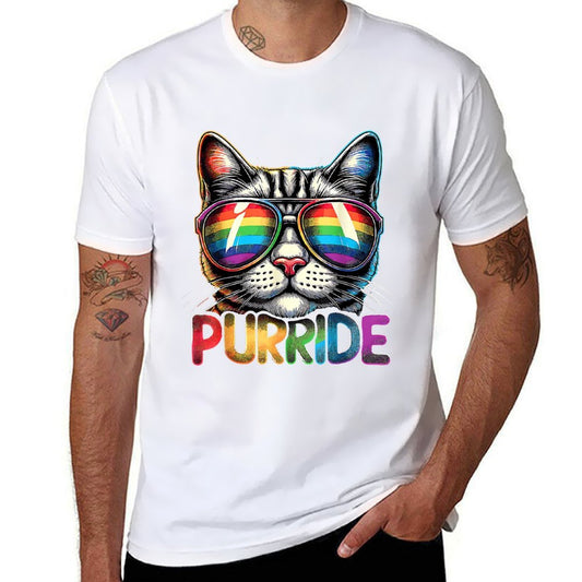 Purride Cat Rainbow Pride Month LGBTQ Ally Men Women Kids  Tagless Design T-Shirt