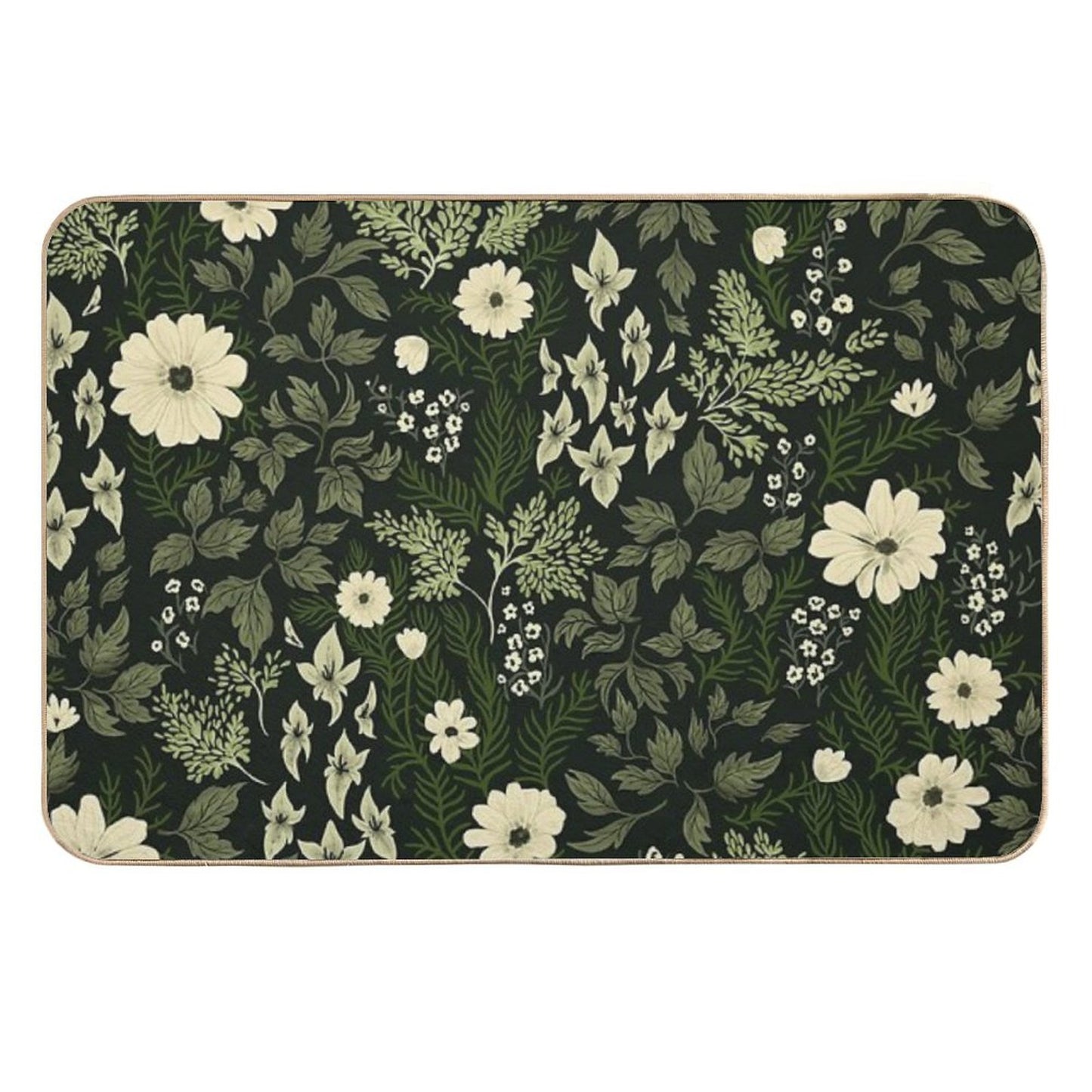 Woodland Nouveau Pattern Forest Green  Toxin-Free Bath Mat