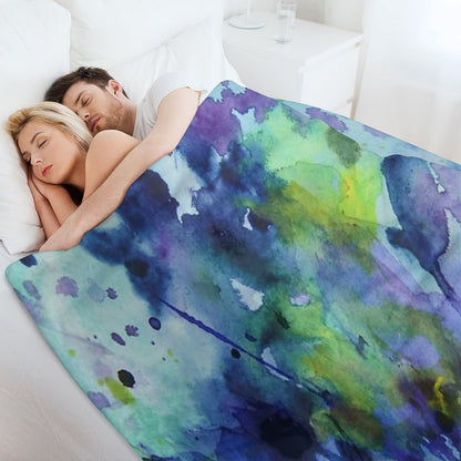 Watercolor in Purple And Green Throw Blanket