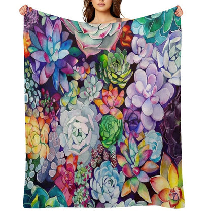 Succulent Garden Throw Blanket