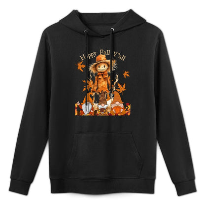 Happy Fall Yall Scarecrow Gnomies Thanksgiving Halloween Relaxed Fit Hoodie