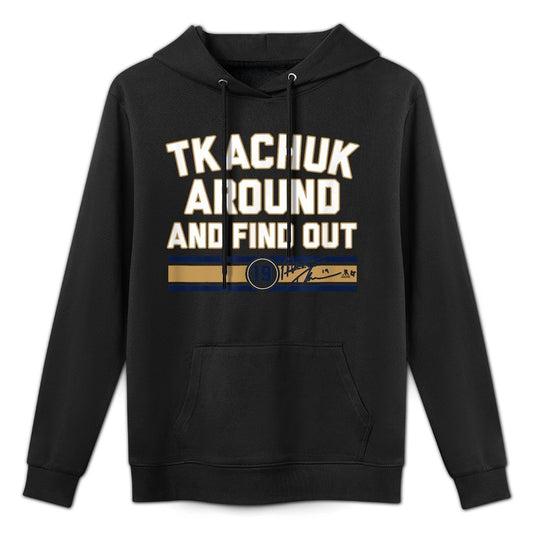 Matthew Tkachuk Around & Find Out (Red) - Florida Hockey Pilling-Resistant Hoodie