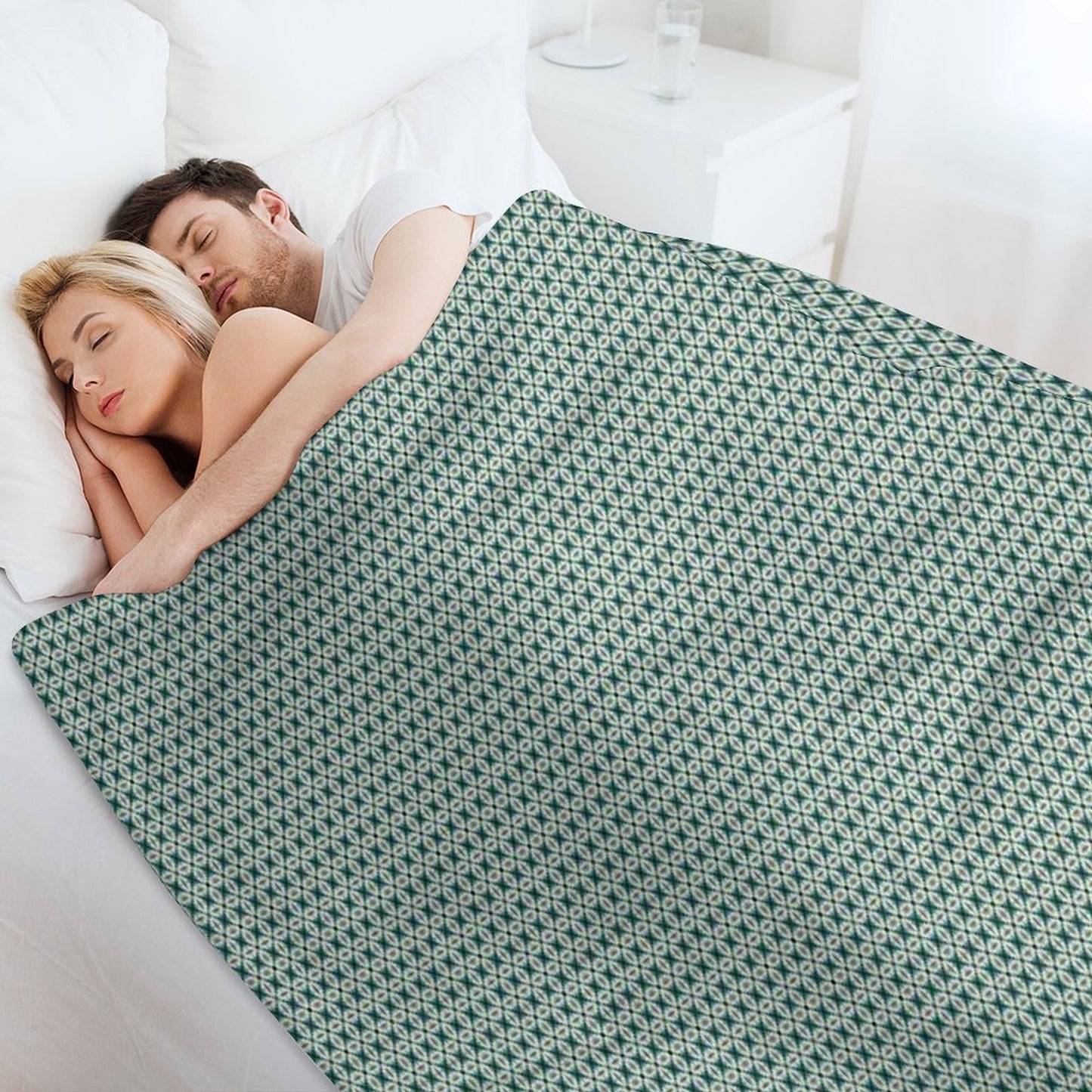 Tiny Diamond Petals in Green Throw Blanket