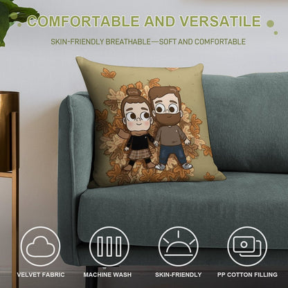 Fall Phone Home - Pibubear Soft Shrink-Resistant Throw Pillow