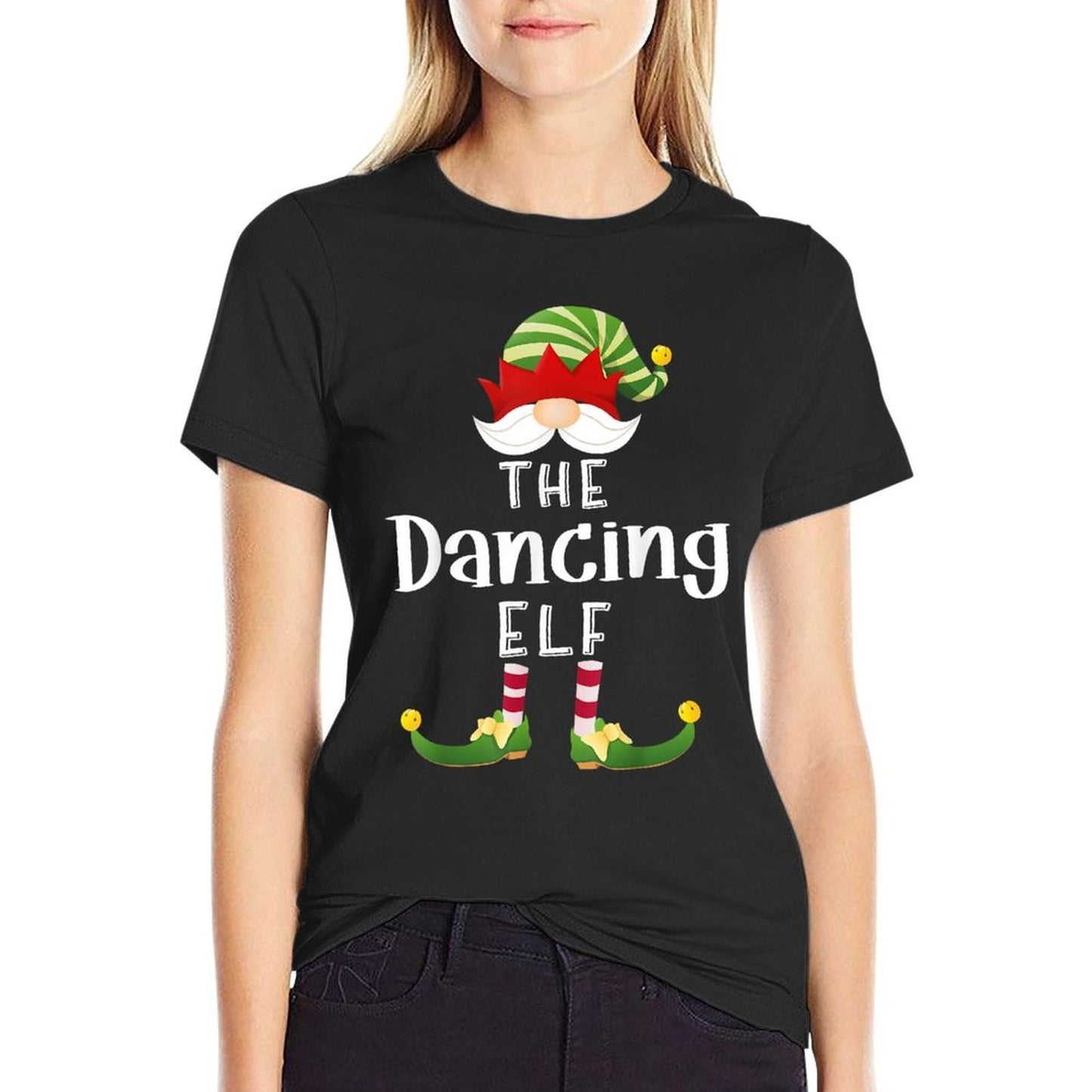 Dancing Elf Group Christmas Funny Pajama Party  Graphic-printed T-Shirt