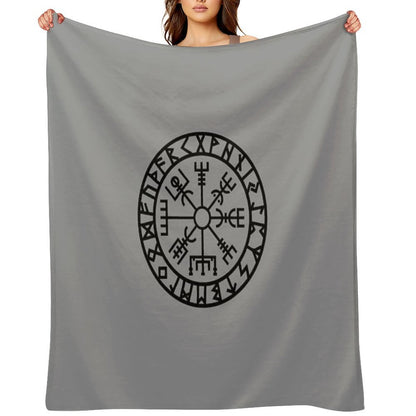 Vegvisir - Futhark - Runes - Navigator - Vikings Throw Blanket