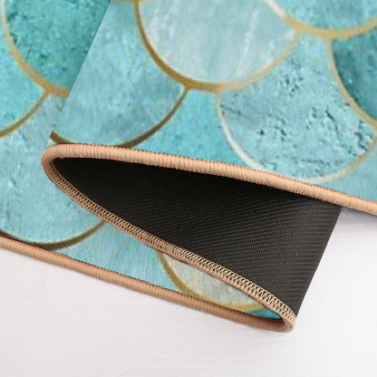 Moroccan Mermaid Fish Scale Pattern, Aqua,Teal Bath Mat