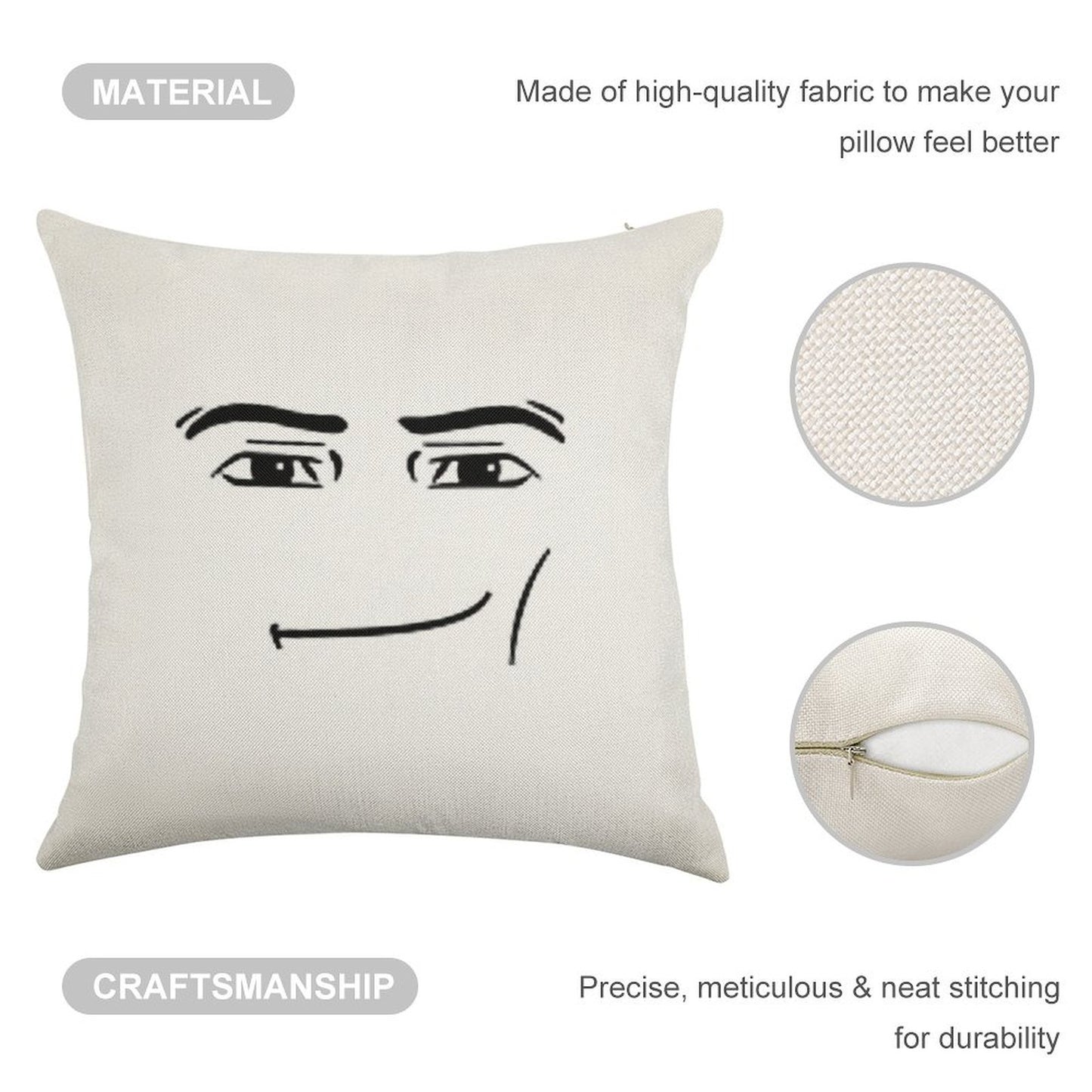 Man Face Linen Throw Pillow Cover