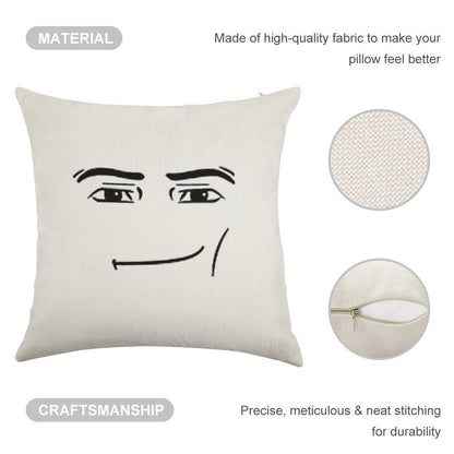 Man Face Linen Throw Pillow Cover