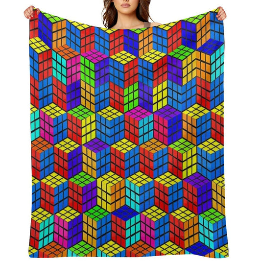 Rubik's Illusion Throw Blanket