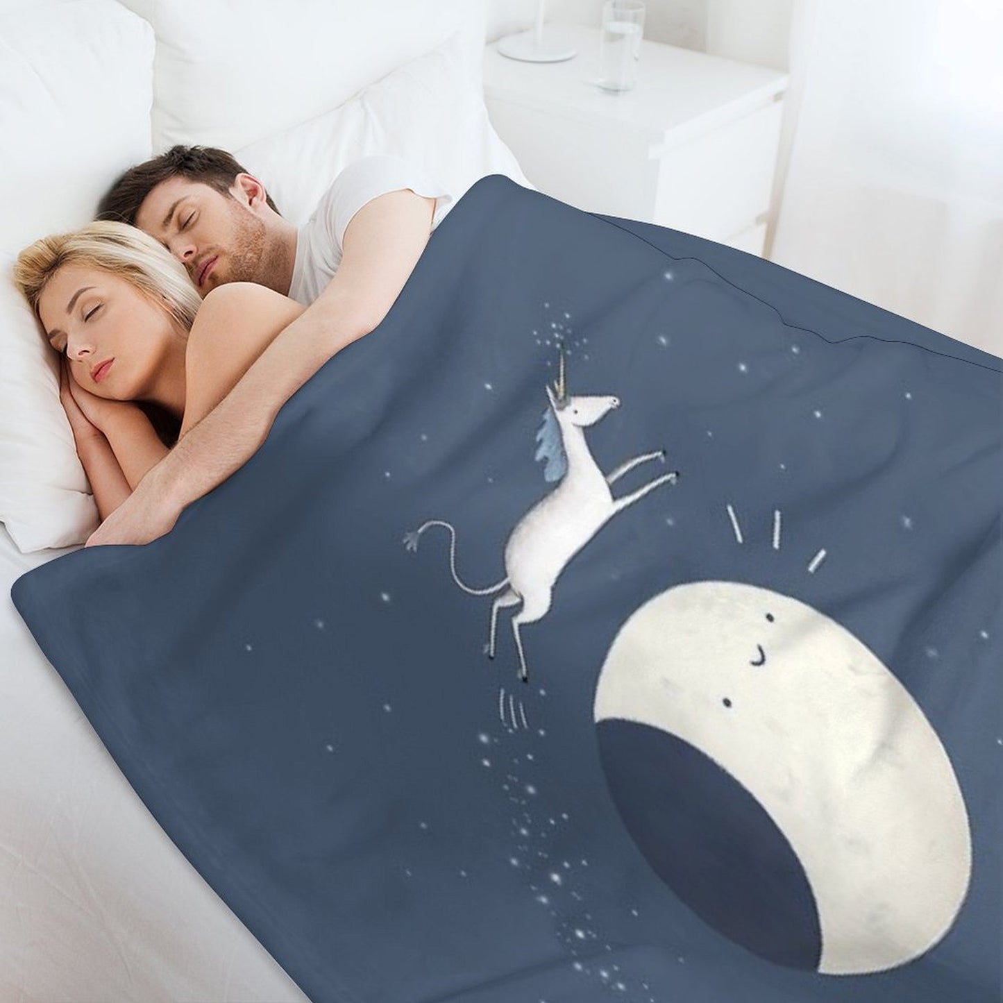 Over The Moon-icorn Throw Blanket