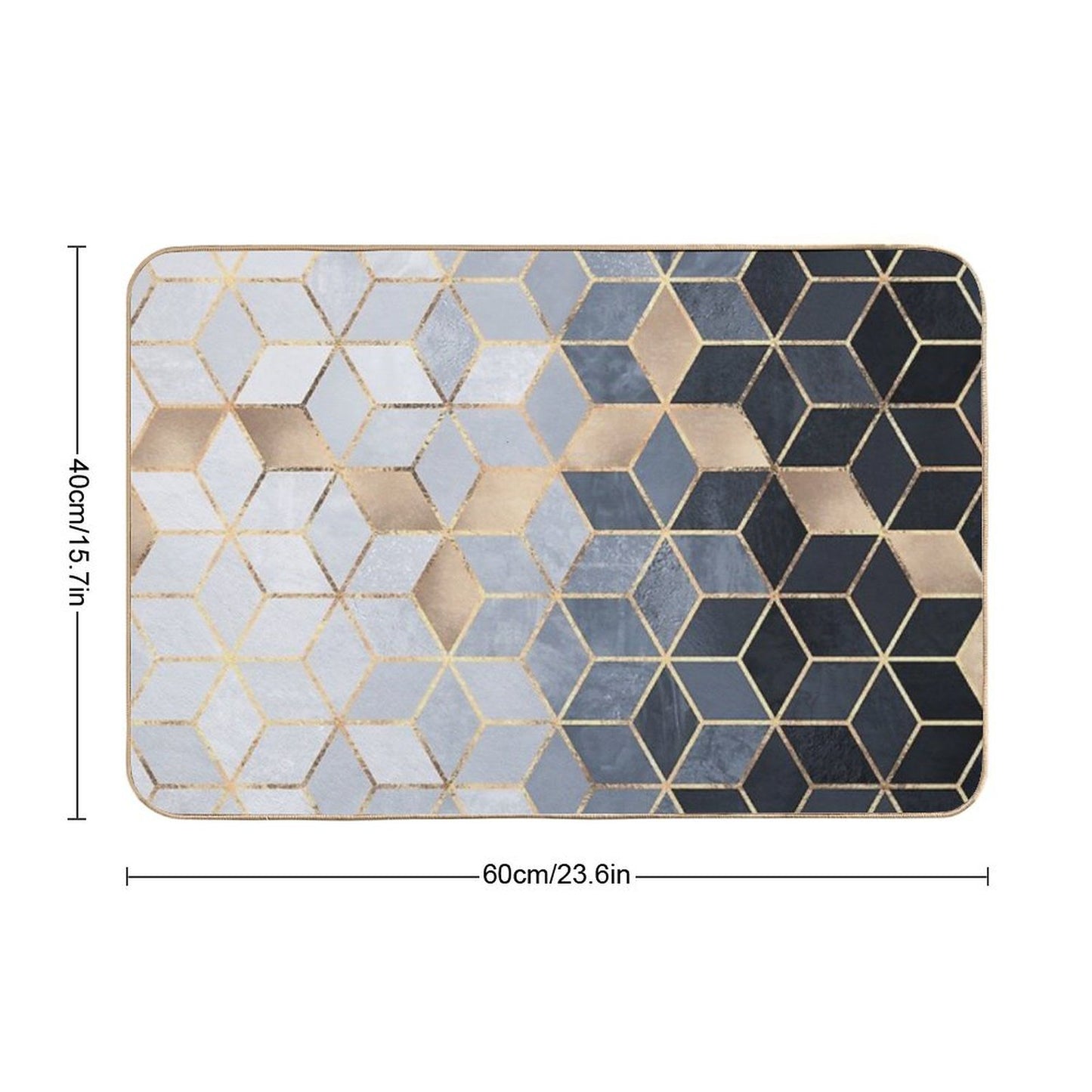 Soft Blue Gradient Cubes Bath Mat