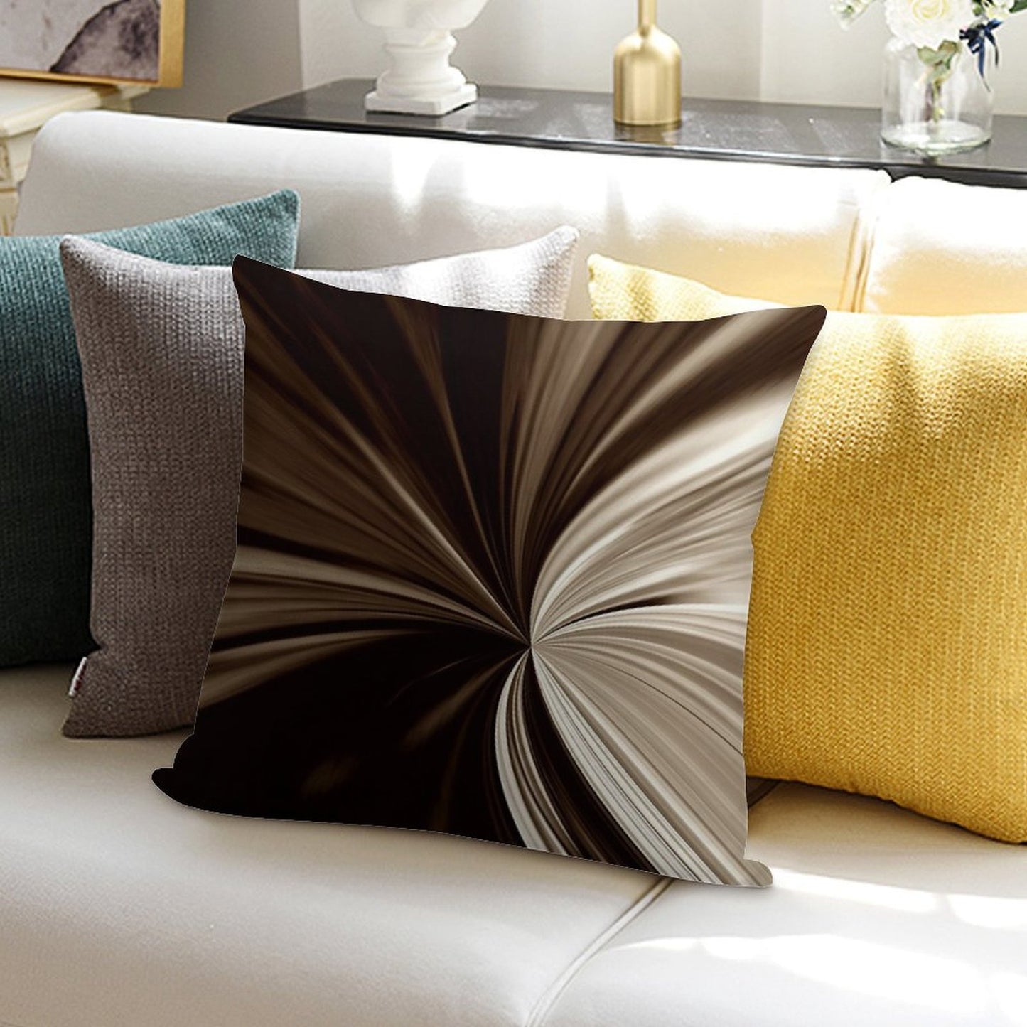 Milk Chocolate Swirl Abstract Print Pillow Soft Skin-Friendly Throw Pillow