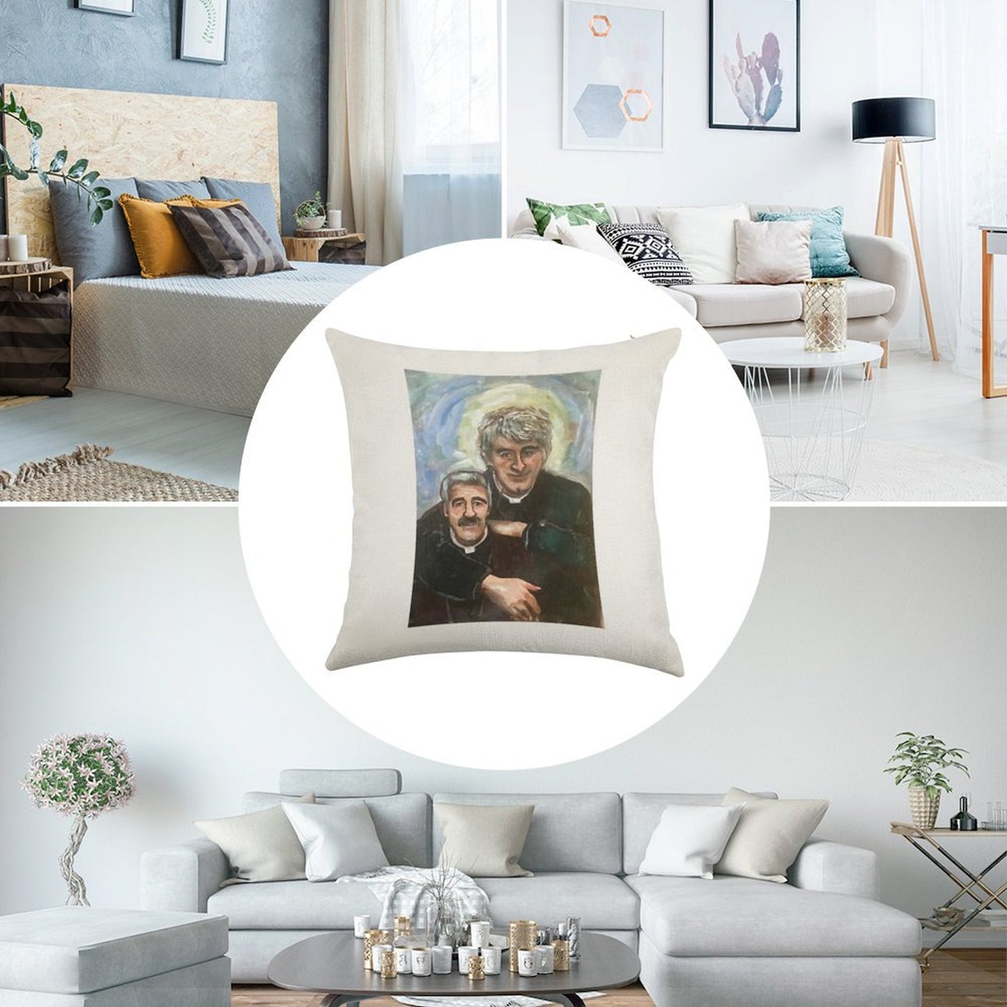 Entertaining Father Stone (Father Ted) Linen Throw Pillow Cover