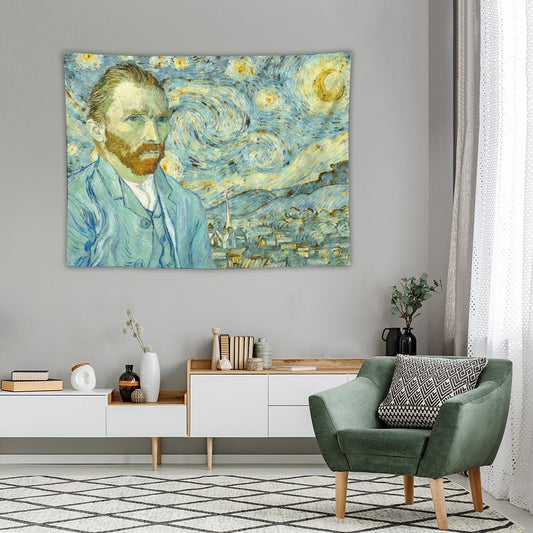Van Gogh Self-Portrait in Starry Night Tapestry