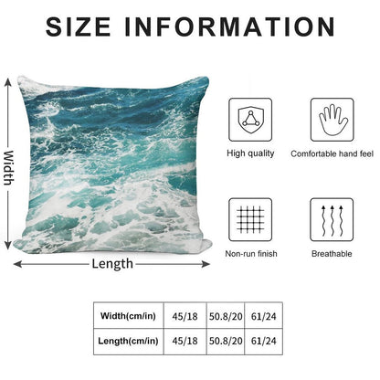 Blue Ocean Waves Soft Fade-Resistant Throw Pillow