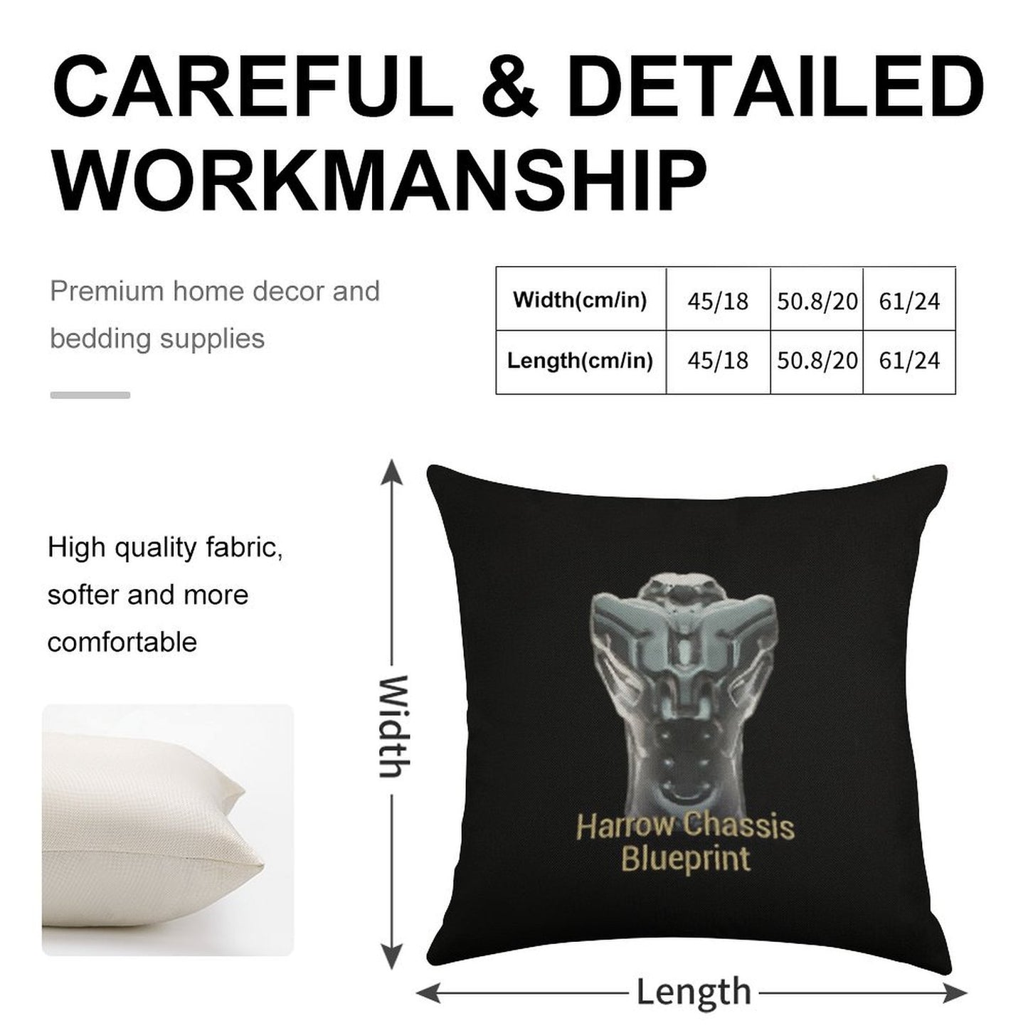 Harrow Chassis Blueprint Warframe Tennocon Meme Linen Throw Pillow Cover