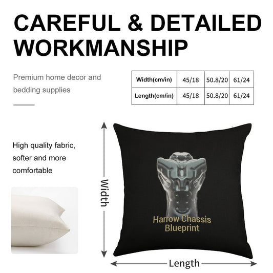 Harrow Chassis Blueprint Warframe Tennocon Meme Linen Throw Pillow Cover