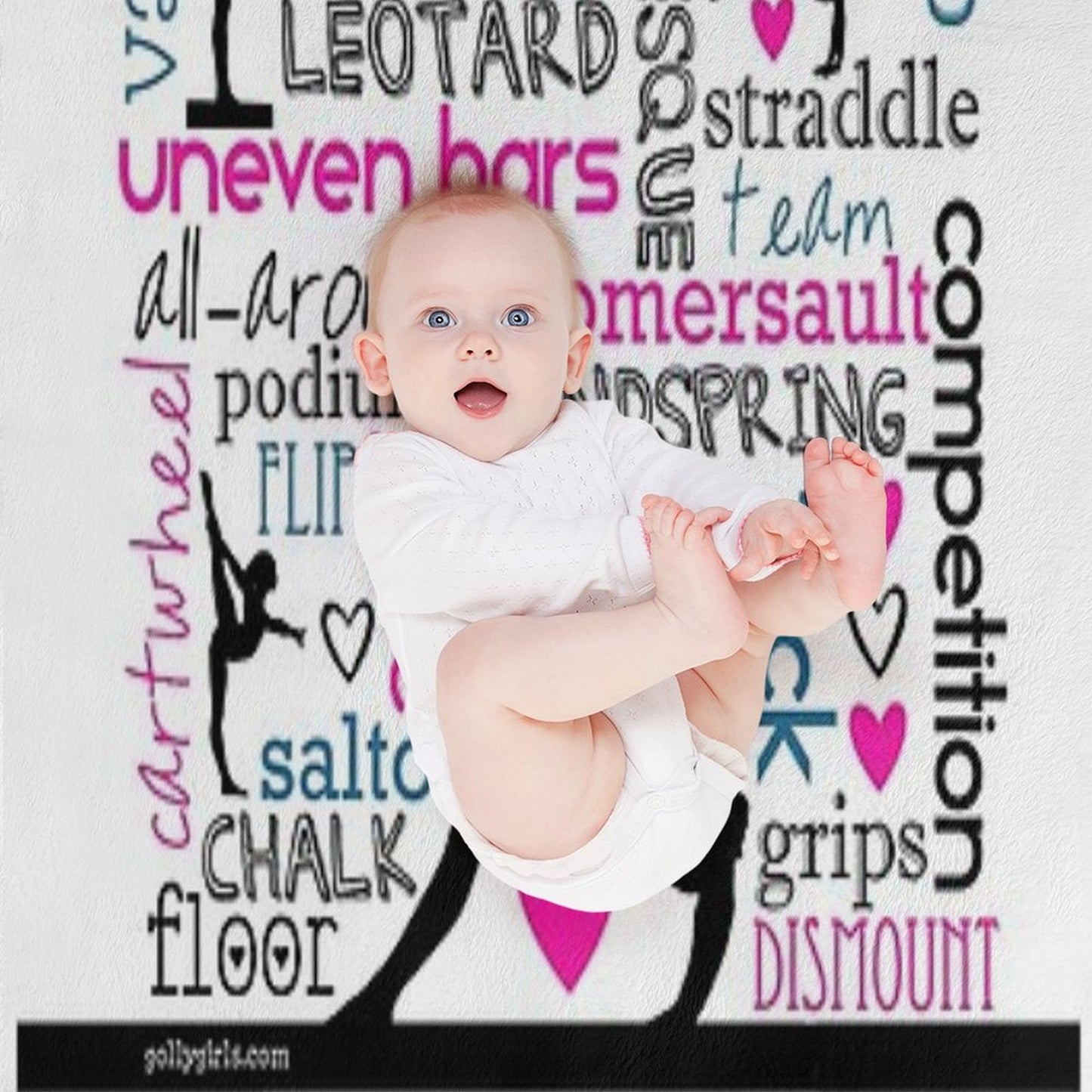 Gymnastics Tri-Color Typography Throw Blanket