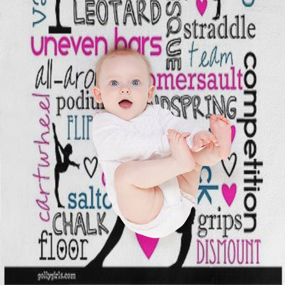Gymnastics Tri-Color Typography Throw Blanket