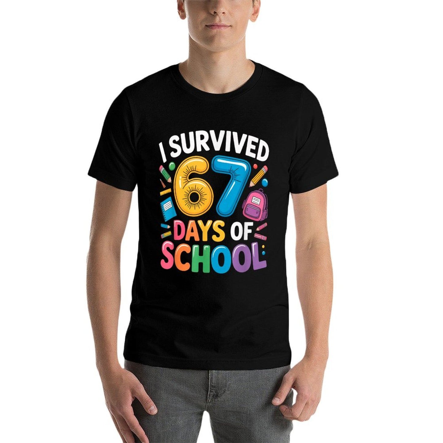 I Survived 67 Days of School Funny 67 Teachers Students Meme  Cotton T-Shirt