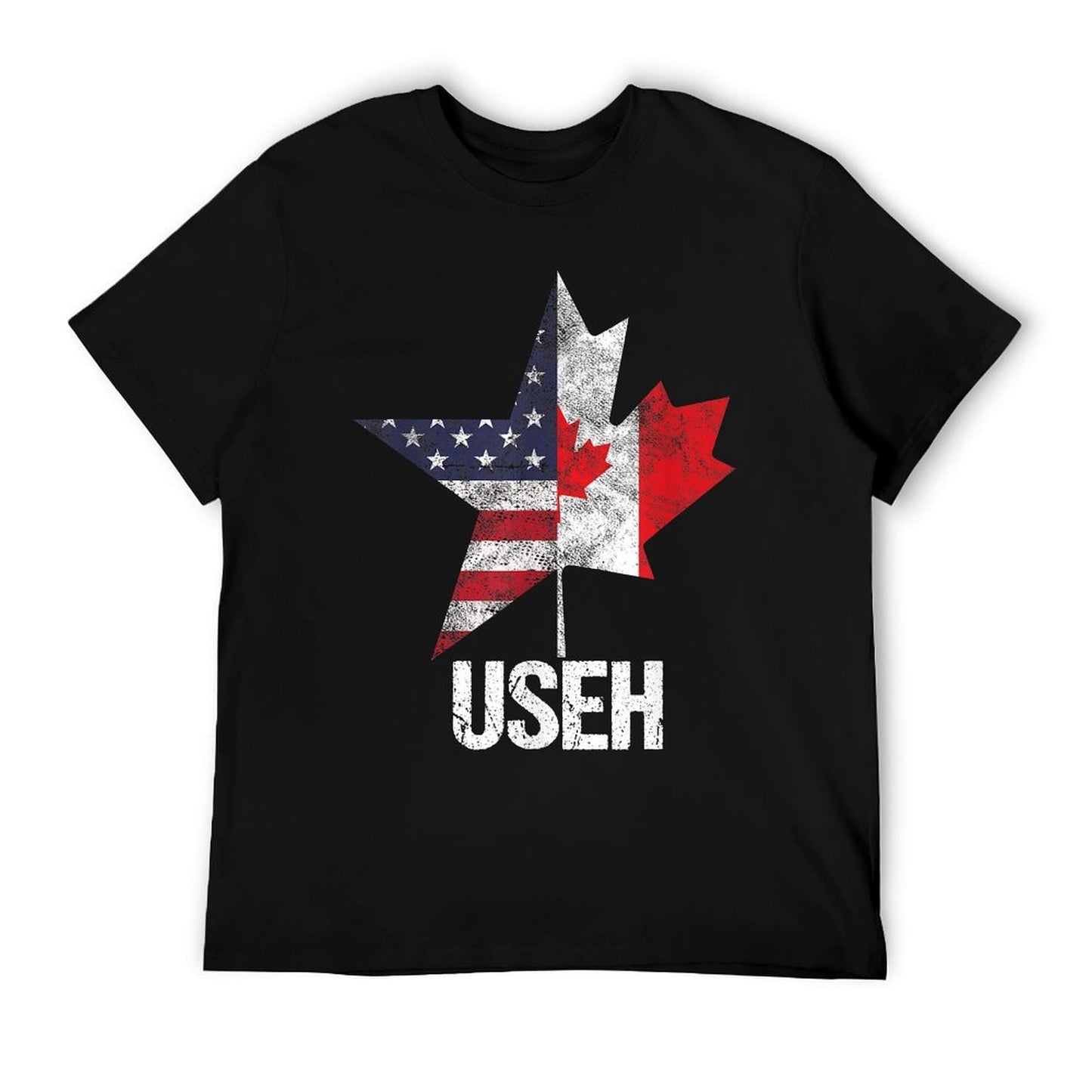 Half Canadian American USEH Canada USA Flag United States T-Shirt