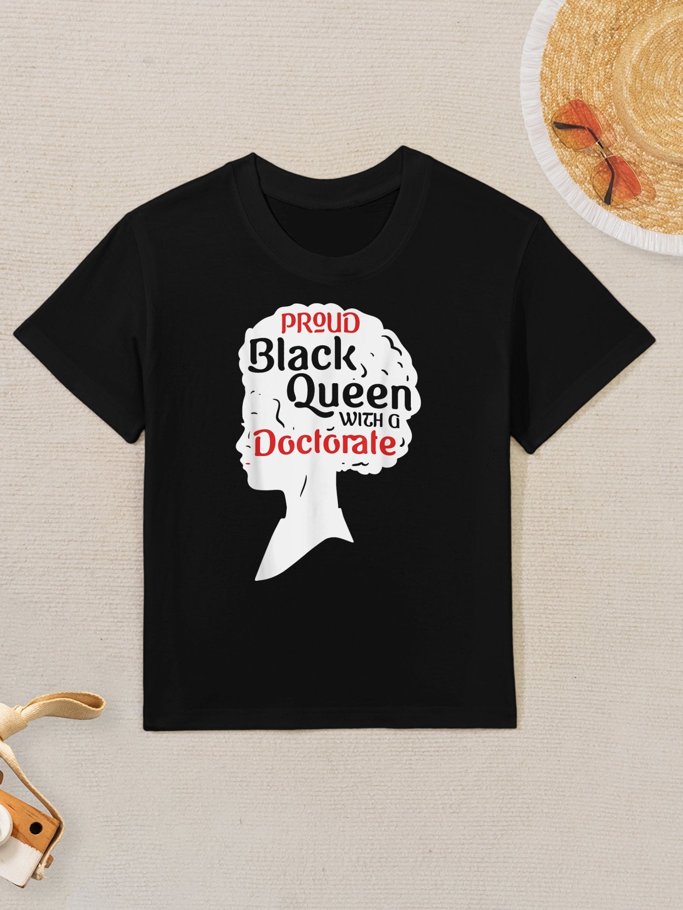 Proud Black Queen PhD Graduation Gift Afro Doctorate Kids T-Shirt