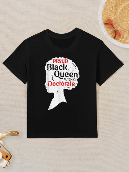 Proud Black Queen PhD Graduation Gift Afro Doctorate Kids T-Shirt