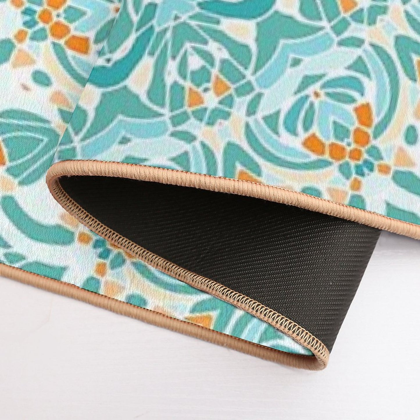 Orange And Turquoise Clarity Mandala Bath Mat