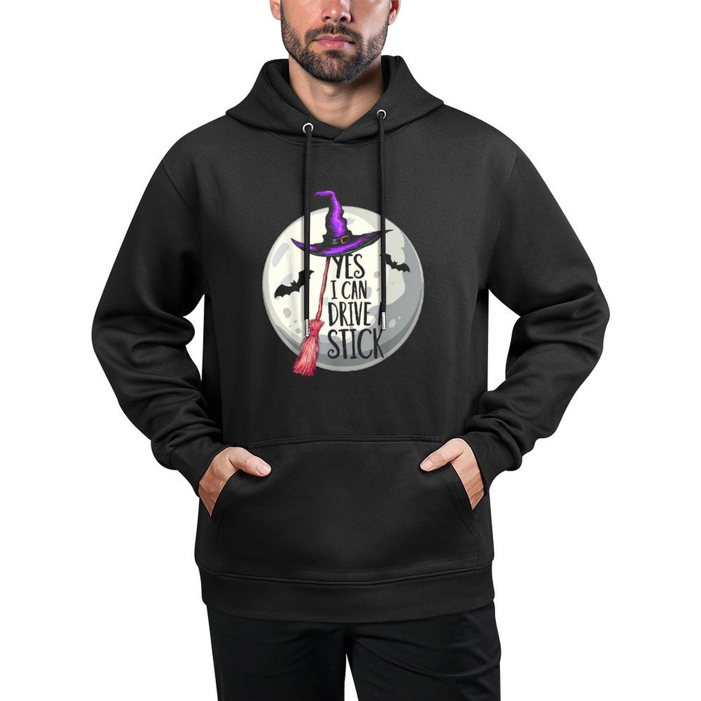 Yes I Can Drive A Stick Funny Halloween Spooky Witch Womens Moisture-Wicking Hoodie