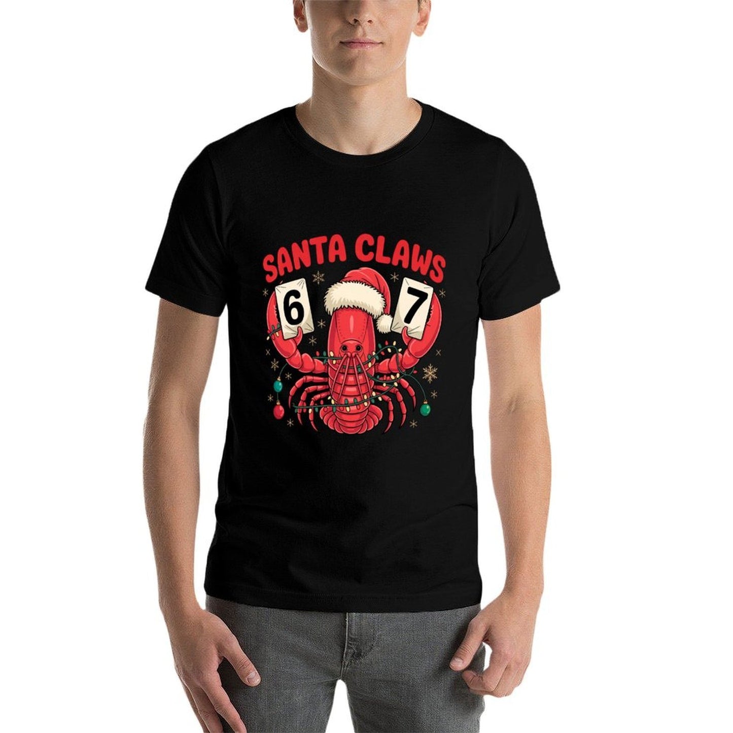 Santa Claws Funny Lobster Christmas Lights in 67 Meme Squad  Graphic-printed T-Shirt