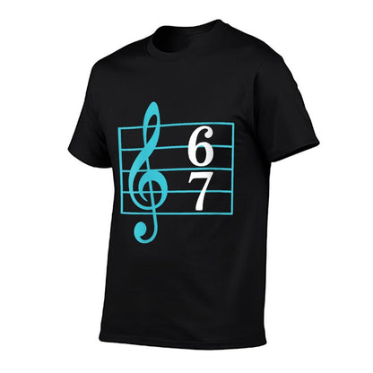Womens 67 Music Meme Slang Six Seven Music Teacher Funny Musician  Rolled Sleeves T-Shirt